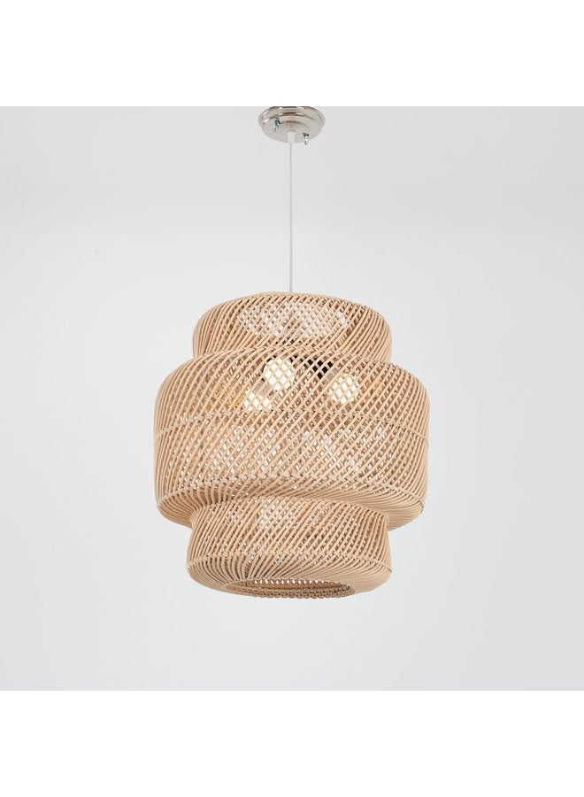 تبس هوم لمب نجفة TBS باللون بيج مصنوعة من بامبو لإضاءة المنزل والديكور - Image 1